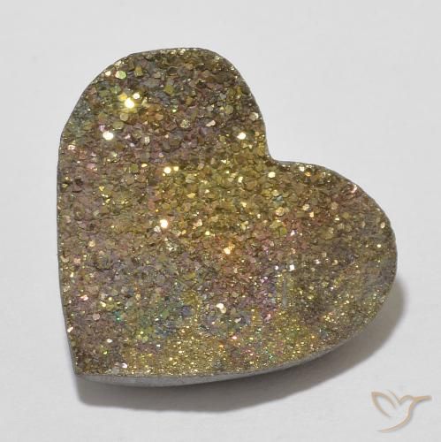7.36ct 자연스러운 다색 레인보우 파이라이트, 마음, 불투명체