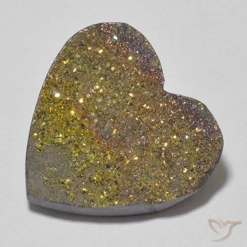 13.57ct 자연스러운 다색 레인보우 파이라이트, 마음, 불투명체