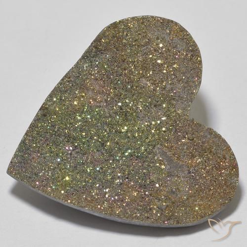 20.14ct 자연스러운 다색 레인보우 파이라이트, 마음, 불투명체