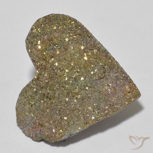 13.67ct 자연스러운 다색 레인보우 파이라이트, 마음, 불투명체