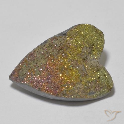 12.80ct 자연스러운 다색 레인보우 파이라이트, 마음, 불투명체