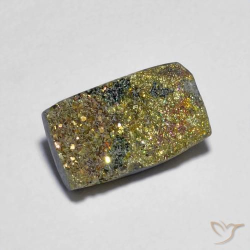 3.88캐럿 천연 멀티컬러 레인보우 파이라이트, 바게트, 12.5×7.7 mm, 불투명체