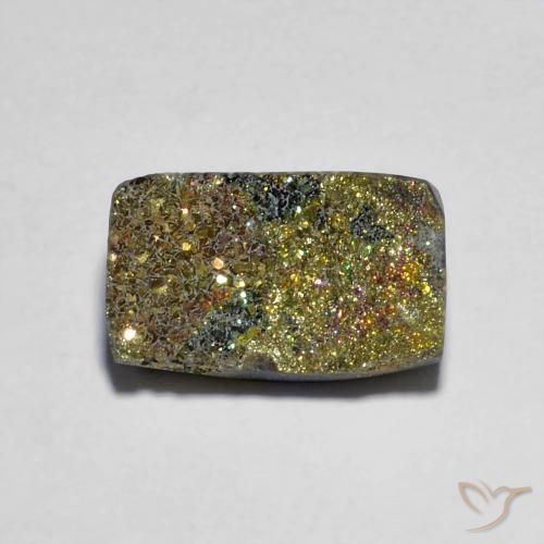 3.88캐럿 천연 멀티컬러 레인보우 파이라이트, 바게트, 12.5×7.7 mm, 불투명체