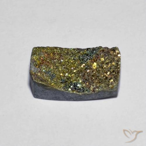 3.88캐럿 천연 멀티컬러 레인보우 파이라이트, 바게트, 12.5×7.7 mm, 불투명체