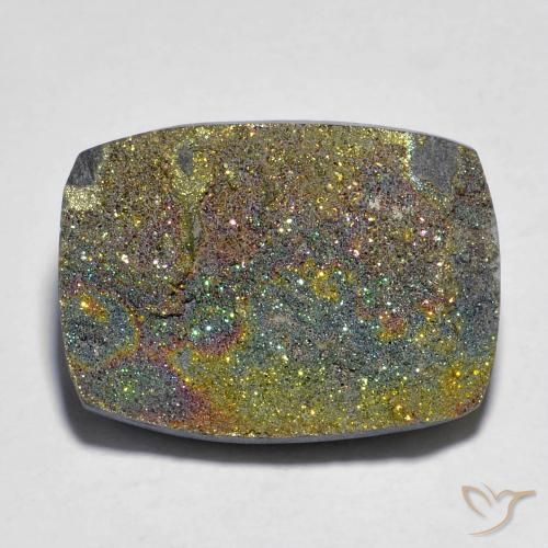 16.03ct 자연스러운 다색 레인보우 파이라이트, 방석, 불투명체