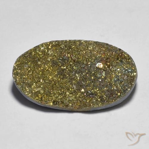 12.47ct 자연스러운 다색 레인보우 파이라이트, 타원형, 불투명체