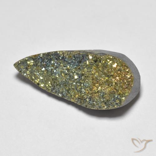 6.64ct 자연스러운 다색 레인보우 파이라이트, 배 모양, 불투명체