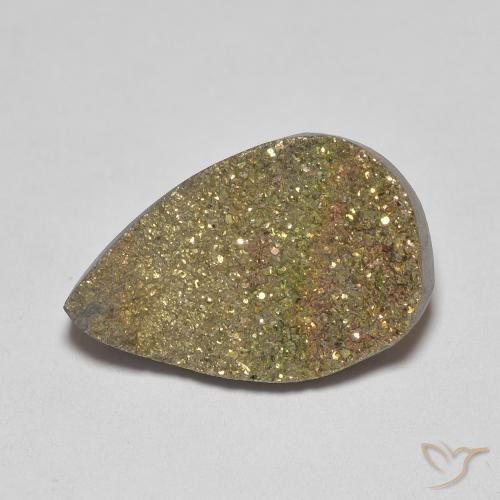 4.74ct 자연스러운 다색 레인보우 파이라이트, 배 모양, 불투명체