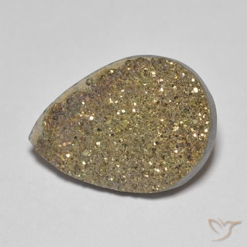 6.60ct 자연스러운 다색 레인보우 파이라이트, 배 모양, 불투명체