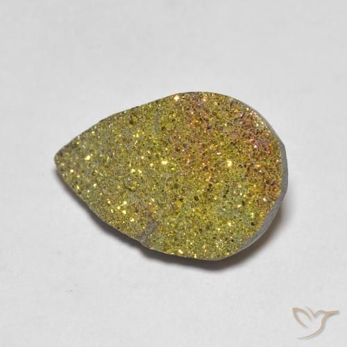 3.79캐럿 천연 멀티컬러 레인보우 파이라이트, 배 모양, 15.6×10.2 mm, 불투명체