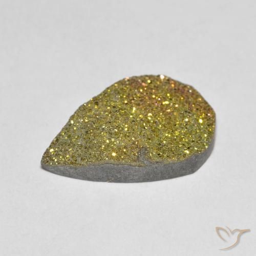 3.79캐럿 천연 멀티컬러 레인보우 파이라이트, 배 모양, 15.6×10.2 mm, 불투명체