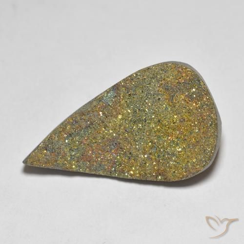 12.62ct 자연스러운 다색 레인보우 파이라이트, 배 모양, 불투명체