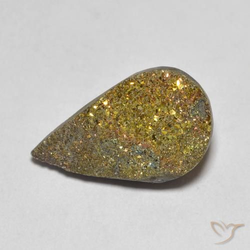 4.42ct 자연스러운 다색 레인보우 파이라이트, 배 모양, 불투명체
