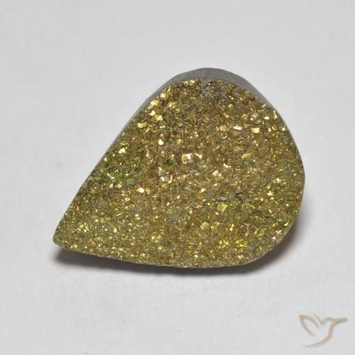 5.42ct 자연스러운 다색 레인보우 파이라이트, 배 모양, 불투명체