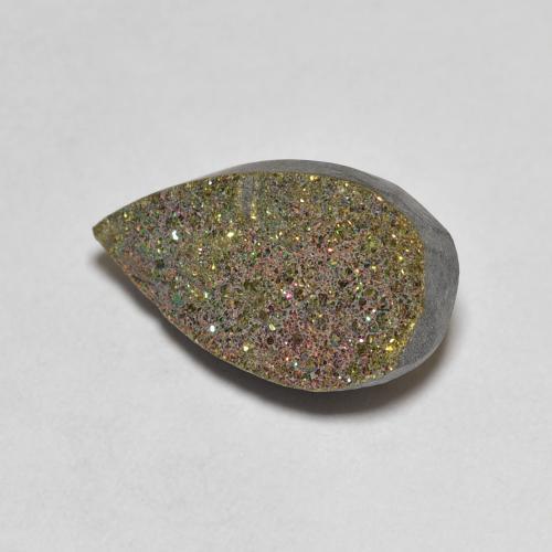 3.64캐럿 천연 멀티컬러 레인보우 파이라이트, 배 모양, 13.9×8.1 mm, 불투명체