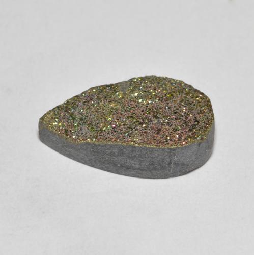 3.64캐럿 천연 멀티컬러 레인보우 파이라이트, 배 모양, 13.9×8.1 mm, 불투명체
