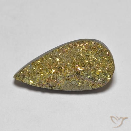 5.93캐럿 천연 멀티컬러 레인보우 파이라이트, 배 모양, 18.1×9.1 mm, 불투명체