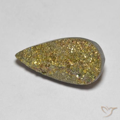5.93캐럿 천연 멀티컬러 레인보우 파이라이트, 배 모양, 18.1×9.1 mm, 불투명체