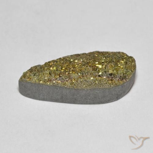 5.93캐럿 천연 멀티컬러 레인보우 파이라이트, 배 모양, 18.1×9.1 mm, 불투명체