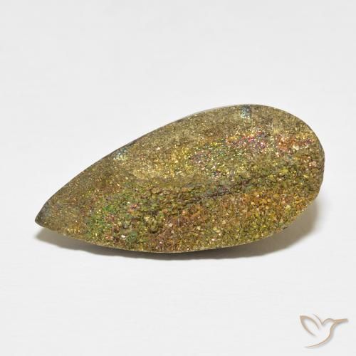 13.42ct 자연스러운 다색 레인보우 파이라이트, 배 모양, 불투명체