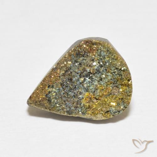 3.71ct 자연스러운 다색 레인보우 파이라이트, 배 모양, 불투명체