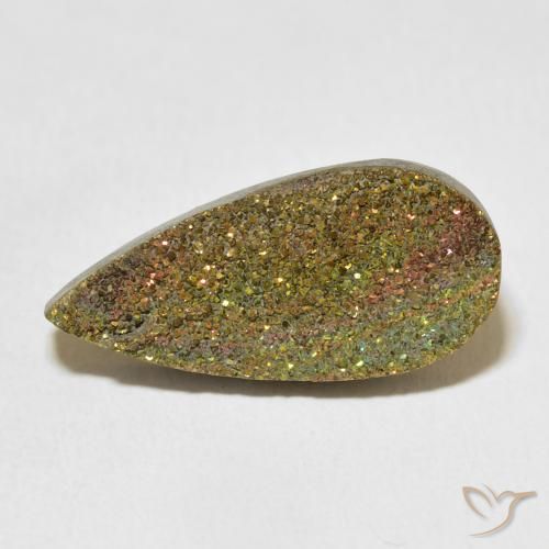 8.74ct 자연스러운 다색 레인보우 파이라이트, 배 모양, 불투명체