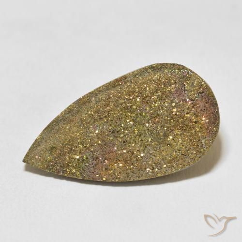 17.24ct 자연스러운 다색 레인보우 파이라이트, 배 모양, 불투명체
