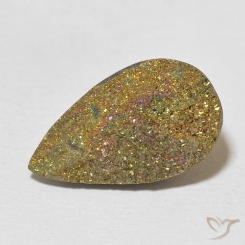 6.31ct 자연스러운 다색 레인보우 파이라이트, 배 모양, 불투명체
