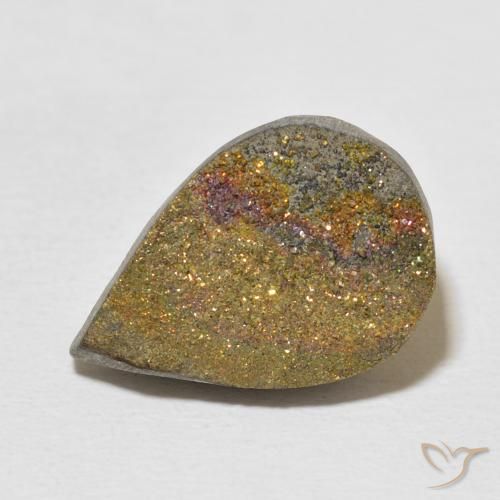 9.97ct 자연스러운 다색 레인보우 파이라이트, 배 모양, 불투명체