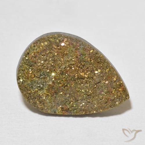 8.15ct 자연스러운 다색 레인보우 파이라이트, 배 모양, 불투명체