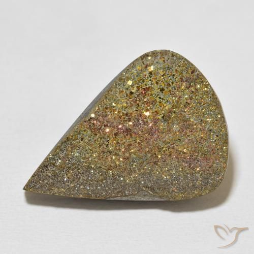 20.03ct 자연스러운 다색 레인보우 파이라이트, 배 모양, 불투명체