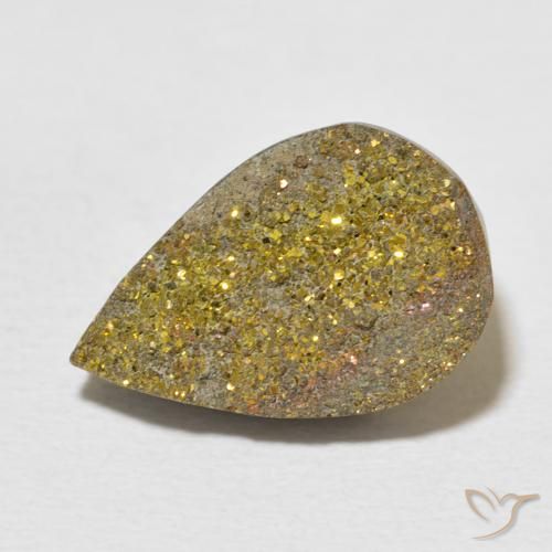 6.87ct 자연스러운 다색 레인보우 파이라이트, 배 모양, 불투명체