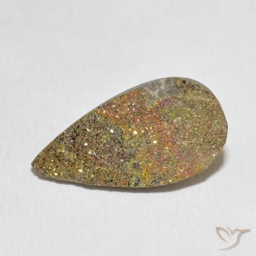4.55ct 자연스러운 다색 레인보우 파이라이트, 배 모양, 불투명체