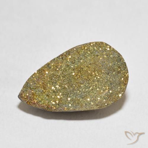 9.12ct 자연스러운 다색 레인보우 파이라이트, 배 모양, 불투명체