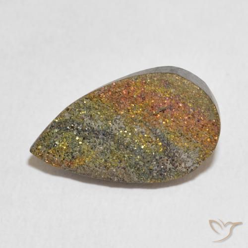 6.04ct 자연스러운 다색 레인보우 파이라이트, 배 모양, 불투명체