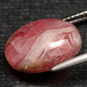 8.43캐럿 천연 멀티컬러 로도크로사이트, 타원형 컷, 14.1×10.2 mm, 불투명체