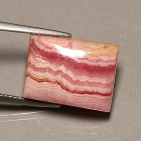 16.08캐럿 천연 멀티 로즈 핑크 로도크로사이트, 바게트, 16.4×12.3 mm, 불투명체