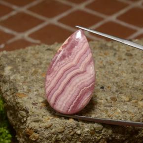 35.64캐럿 천연 멀티컬러 로도크로사이트, 배 모양, 32.9×19.3 mm, 불투명체