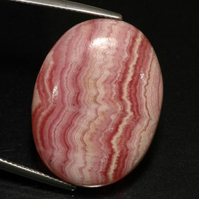 36.43캐럿 천연 멀티컬러 로도크로사이트, 타원형 컷, 22.8×21 mm, 불투명체