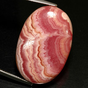 32.96캐럿 천연 멀티컬러 로도크로사이트, 타원형 컷, 28.4×19.1 mm, 불투명체