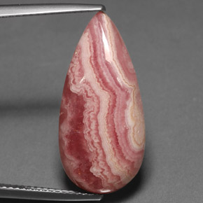 12.62캐럿 천연 멀티컬러 로도크로사이트, 배 모양, 23.9×11.6 mm, 불투명체