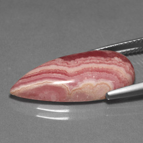 12.62캐럿 천연 멀티컬러 로도크로사이트, 배 모양, 23.9×11.6 mm, 불투명체