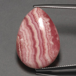 25.43캐럿 천연 멀티컬러 로도크로사이트, 배 모양, 25.1×17.9 mm, 불투명체