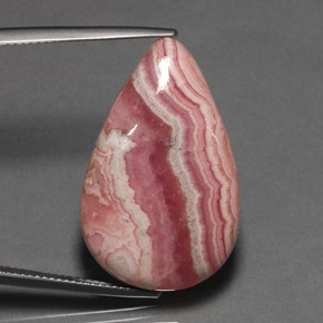 32.62캐럿 천연 멀티컬러 로도크로사이트, 배 모양, 29.5×18.5 mm, 불투명체