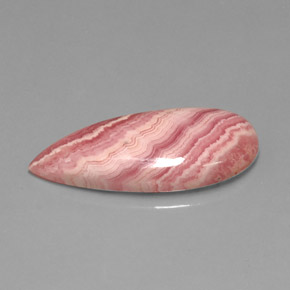 12.16캐럿 천연 멀티컬러 로도크로사이트, 배 모양, 25.3×11.6 mm, 불투명체