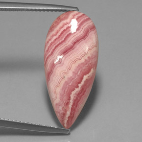 12.16캐럿 천연 멀티컬러 로도크로사이트, 배 모양, 25.3×11.6 mm, 불투명체