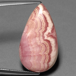 22.38캐럿 천연 멀티컬러 로도크로사이트, 배 모양, 26.9×15.5 mm, 불투명체