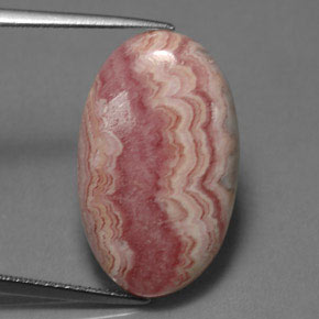 17.68캐럿 천연 멀티 로즈 핑크 로도크로사이트, 타원형 컷, 22.6×13.9 mm, 불투명체