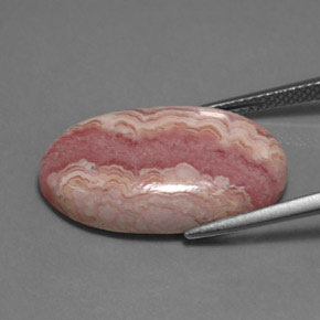 17.68캐럿 천연 멀티 로즈 핑크 로도크로사이트, 타원형 컷, 22.6×13.9 mm, 불투명체