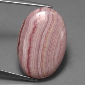 16.47캐럿 천연 멀티 로즈 핑크 로도크로사이트, 타원형 컷, 22.2×14.9 mm, 불투명체